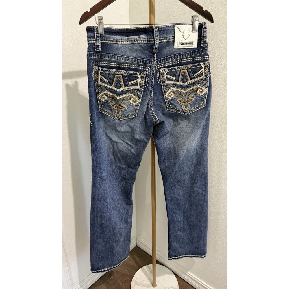 Western Blue‎ Embroidered Classic Straight Fit Men’s Denim Jeans Size 32X32